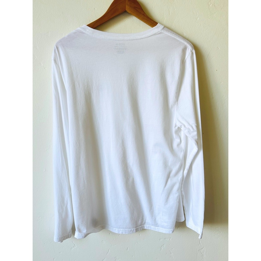 Polo Ralph Lauren White Long Sleeve T-Shirt Men's XL Blue Logo on Chest Preppy - Picture 4 of 9